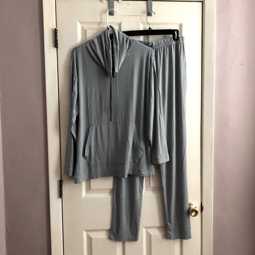 Emirates First Class Loungewear Pajama Modal Viscose Jersey Set Blue Gray S/M